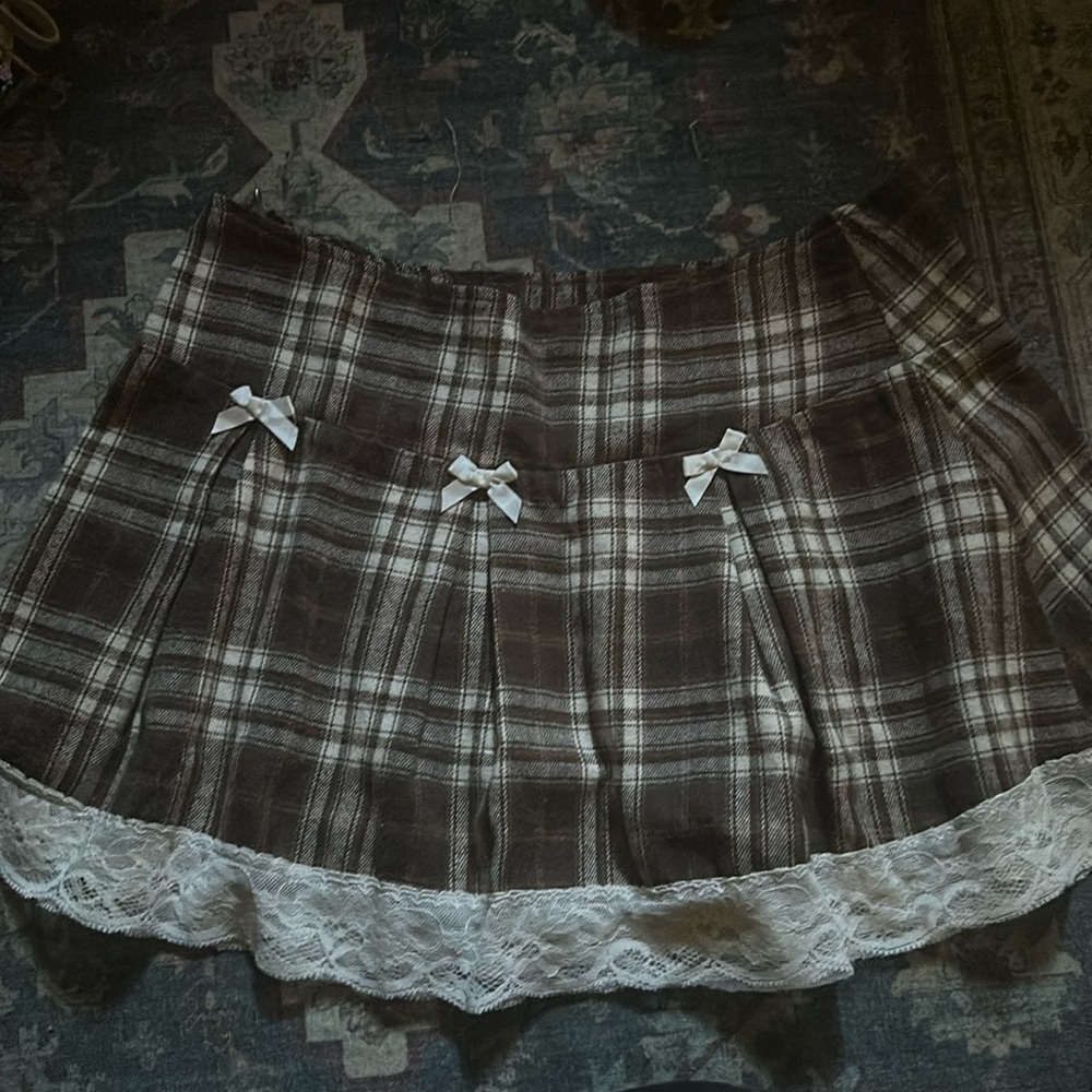 Kawaii plaid bow skirt